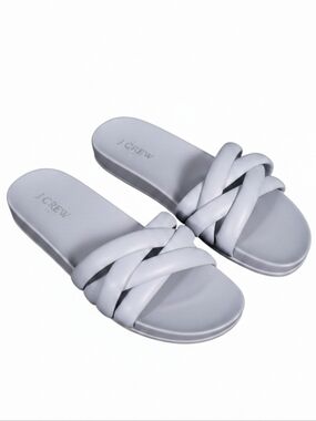 J.CREW | PACIFIC CUSHY CROSS STRAP SLIDE SANDALS in SHALE BLUE \ WOMENS SIZE 7